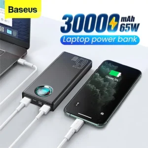 Baseus Power Bank 65W 30000mAh Amblight For Laptop Mobile Macbook With 100W Type-c Cable–Black